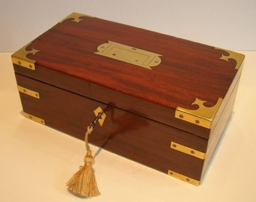 English Georgian Military / Campaign Mahogany Box - Brass Bound C.1820