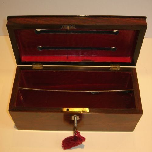 fig 1. Early Victorian of Pearl Inlaid Rosewood Letter Box - Answered / Unanswered
