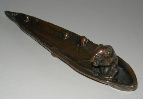 Antique Bronze Pen Tray " Mouse in an Ear of Corn " C.1900