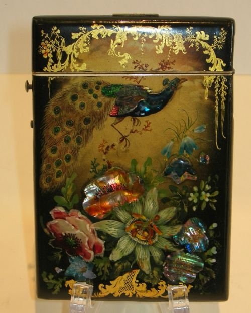 Exquisite Antique English Papier Mache Card Case C.1840