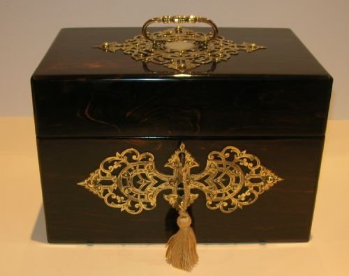 Outstanding Brass Mounted Coromandel Tea Caddy / Satinwood Interior C.1850