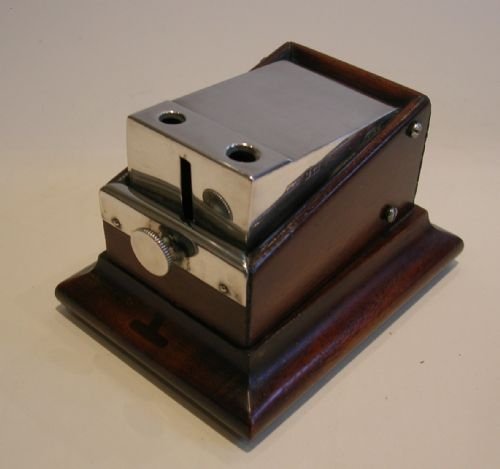 Antique English Mahogany and Sterling Silver Cigar Cutter - 1905