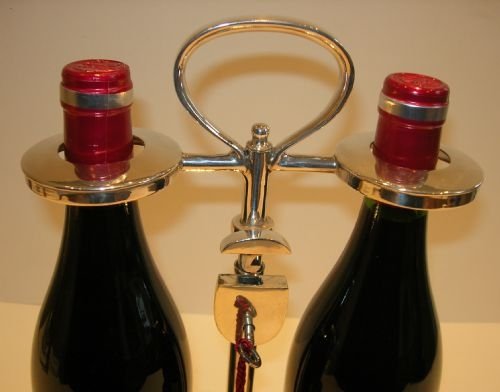 fig 1. Rare Locking Double Wine Bottle Caddy By Hukin & Heath c.1900