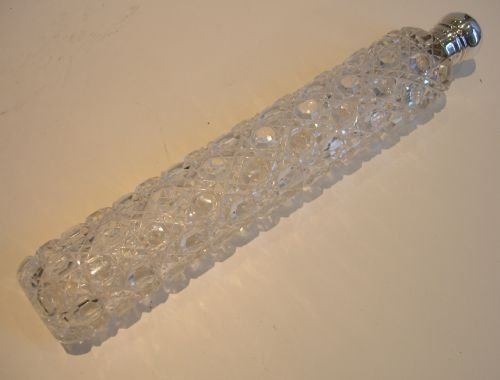 Magnificent and Elegant Tall Cut Crystal & Sterling Silver Scent or Perfume Bottle