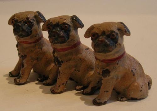 Antique Cold Painted Vienna Bronze - Dogs - Pugs - Signed Geschutzt