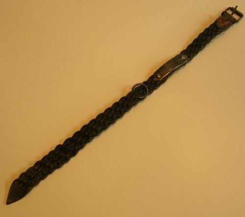 fig 1. Victorian English Leather and Steel Dog Collar - Unusual Woven Form