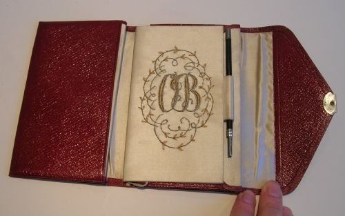 Pristine Leather Aide Memoir with Champagne Silk Lining C.1890