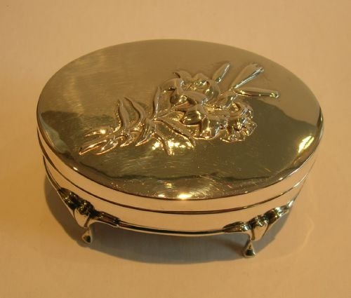 Antique English Sterling Silver Jewelry Box by William Comyn's - Lillies