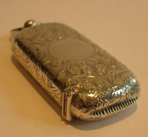 fig 2. Rare Antique English Sterling Silver Vesta & Sovereign Case - 1901