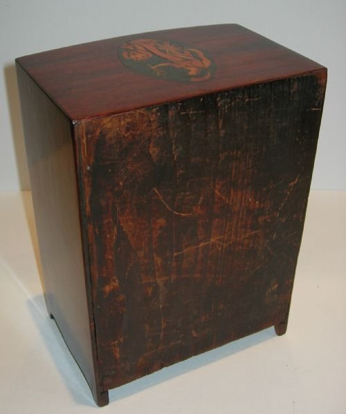 fig 2. Rare English Georgian Miniature Chest of Drawers Inlaid With Britannia Inlay c.1800