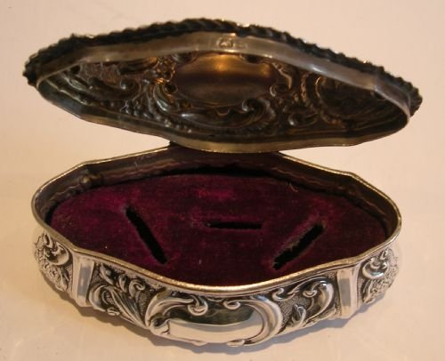 fig 1. Antique English Sterling Silver Ring Box (For Three) - 1903