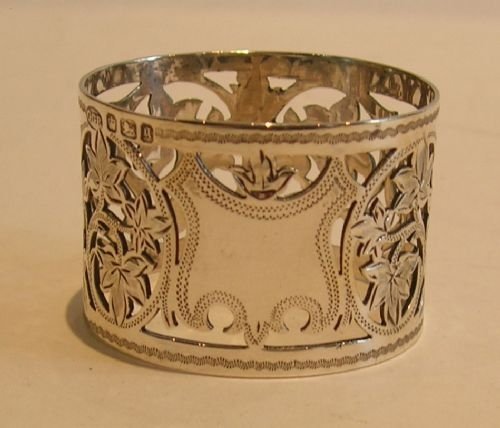 Antique English Sterling Silver Pierced Napkin Ring - Victorian