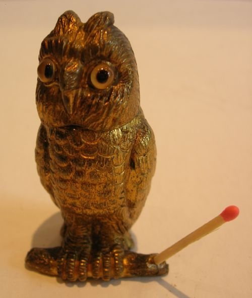Antique English Figural Vesta / Go-to-bed with Original Glass Eyes C.1880
