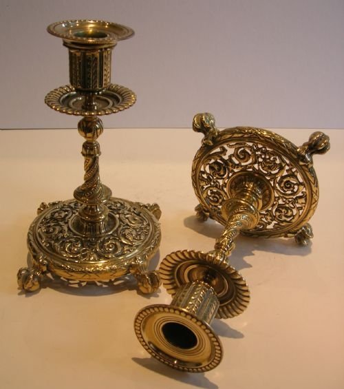 Fabulous Antique English Brass Candlesticks C.1860