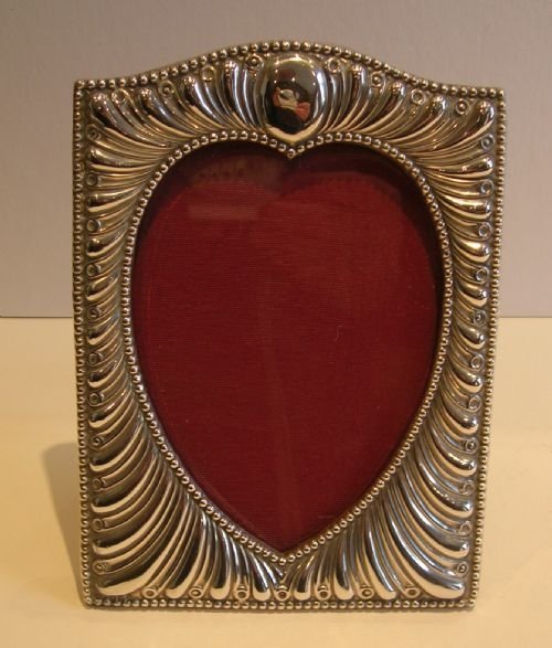 Antique English Sterling Silver Photograph Frame - Heart - Victorian