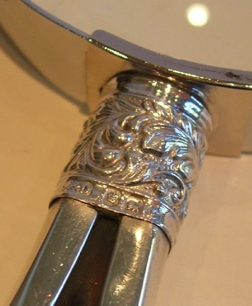 fig 1. Antique English Sterling Silver & Tortoise Shell Handled Magnifying Glass