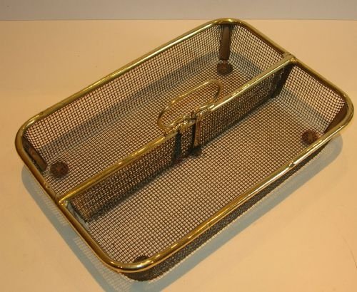 Unusual Victorian Mesh & Polished Brass Cutlery Tray / Desk Tidy C.1880