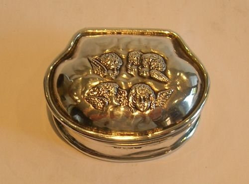Antique English Sterling Silver Pill Box - Reynold's Angels - 1905