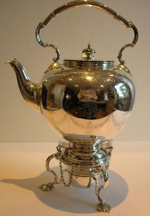 Elegant Antique English Silver Plate Spirit Kettle C.1880
