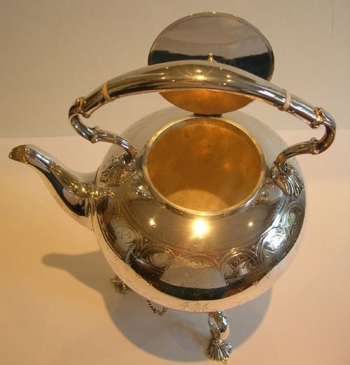 fig 1. Elegant Antique English Silver Plate Spirit Kettle c.1880