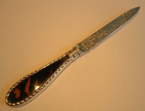 Antique Sterling Silver & Tortoise Shell Letter Opener - 1895