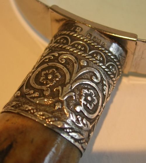 fig 1. Grand Antique English Antler Horn & Sterling Silver Magnifying Glass