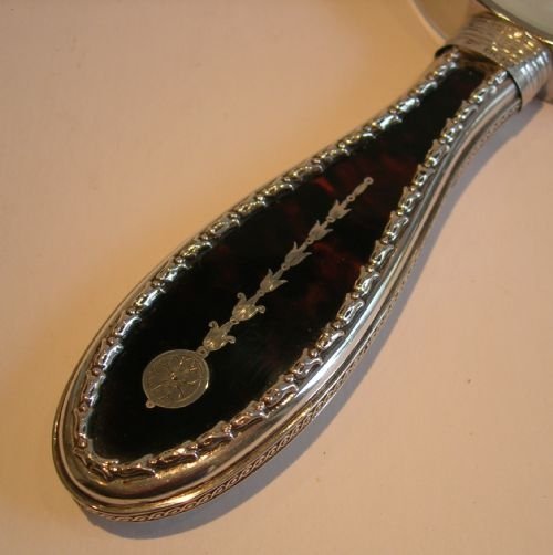 fig 1. English Sterling Silver and Tortoise Shell Handled Magnifying Glass