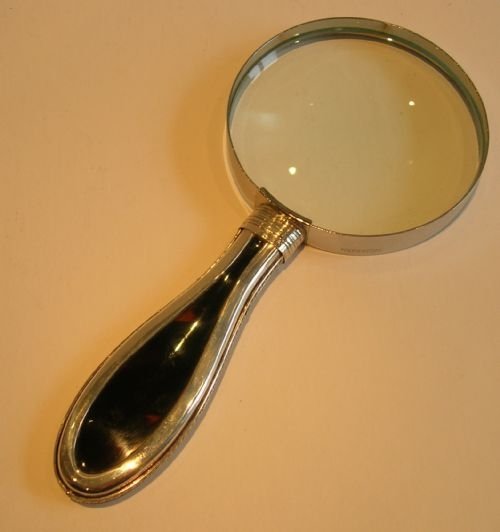 fig 2. English Sterling Silver and Tortoise Shell Handled Magnifying Glass