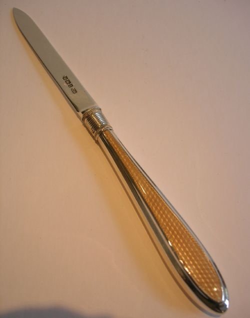 English Sterling Silver and Guilloche Enamel Letter Opener - 1911