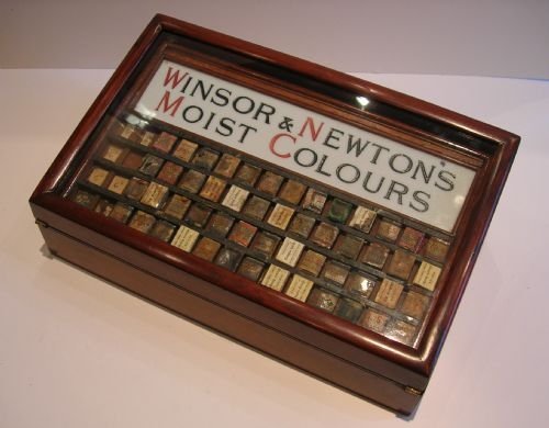 Rare Antique English Mahogany Winsor & Newton Display Case - Artist's Paints