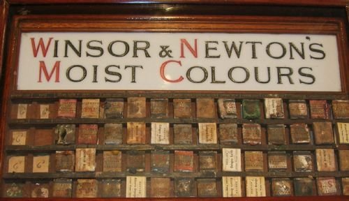 fig 1. Rare Antique English Mahogany Winsor & Newton Display Case - Artist's Paints