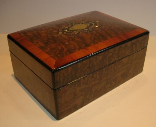 fig 2. Antique French Inlaid Burl Ash and Tulipwood Sewing Box c.1860