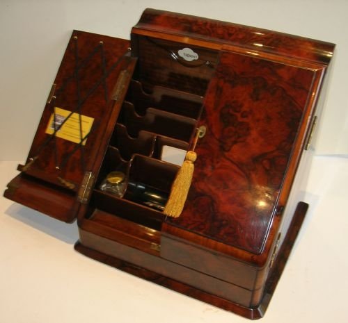 Handsome English Victorian Stationery / Writing Box in Burr Walnut C.1890