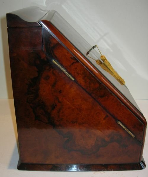 fig 3. Handsome English Victorian Stationery / Writing Box In Burr Walnut c.1890