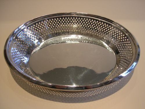 Elegant Silver Plated Bread Basket - Diamond Registration Mark for 1873