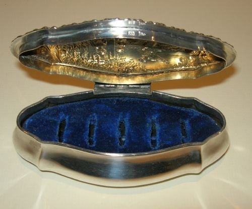 fig 1. Beautiful Antique English Sterling Silver Ring Box For Five Rings - 1901