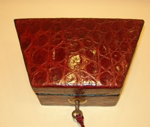 fig 1. Small Antique English Crocodile Clad Jewellery Box c.1890