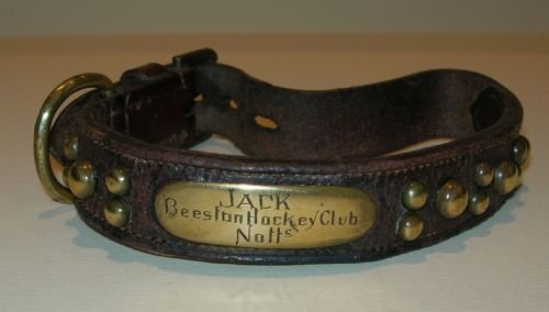 fig 1. Antique English Leather & Brass Dog's Collar - Sporting / Hockey Interest