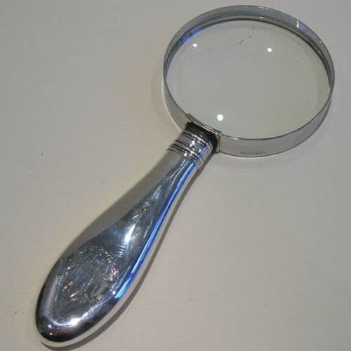 fig 1. Antique English Sterling Silver & Tortoise Shell Handled Magnifying Glass