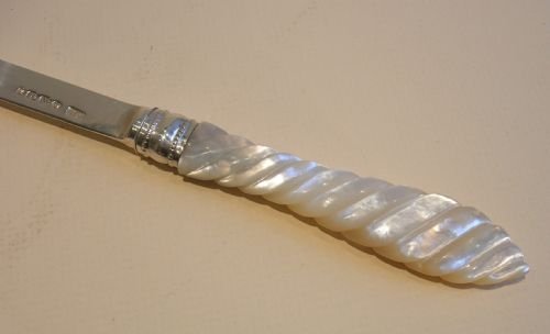 fig 1. Antique English Sterling Silver & Mother of Pearl Letter Opener - 1874