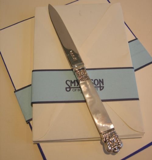 Antique English Sterling Silver & Mother of Pearl Letter Opener - 1899