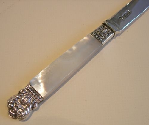 fig 1. Antique English Sterling Silver & Mother of Pearl Letter Opener - 1899