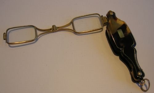 Antique French Gold Inlaid Tortoiseshell Lorgnette C.1850