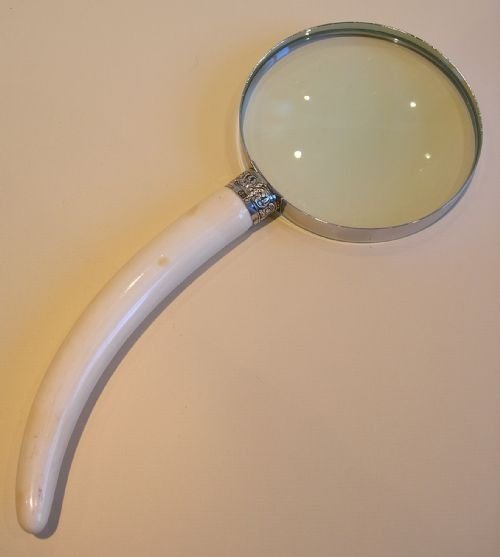 Huge Desk Magnifying Glass - Antique Ivory and English Sterling Silver