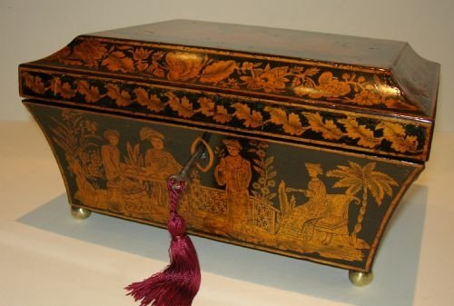 fig 1. Large English Regency Pen Work Box - Chinoiserie Decorated c.1820