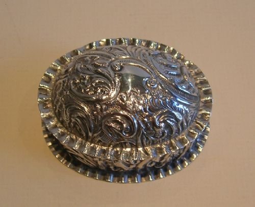 fig 1. Antique English Sterling Silver Trinket Box - Victorian - 1899