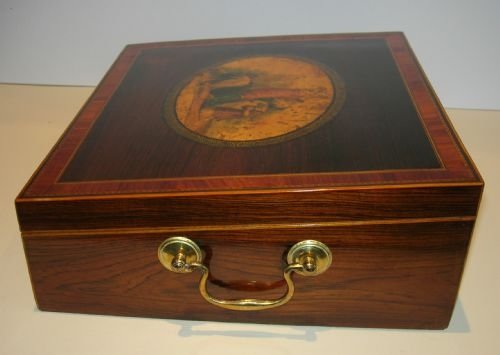 fig 1. English Regency Rosewood Writing Box - Decoupage - Moses From the River c.1820