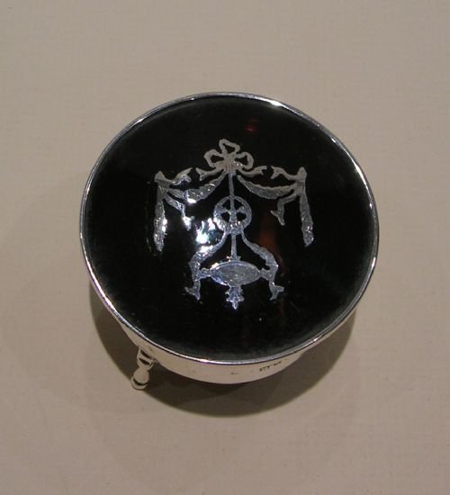 Small English Jewelry / Ring Box - Sterling & Tortoise Shell