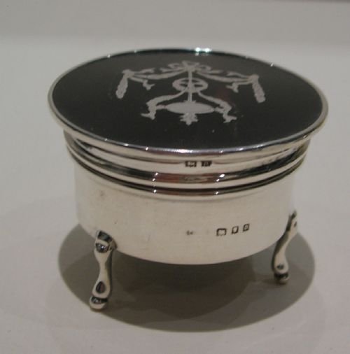 fig 1. Small English Jewelry / Ring Box - Sterling & Tortoise Shell