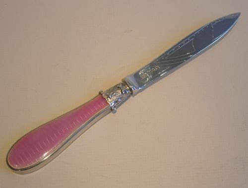 English Sterling Silver and Guilloche Enamel Letter Opener - 1879